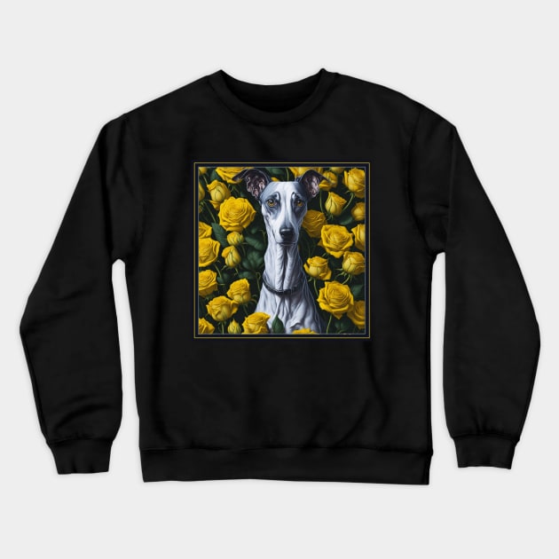 Whippet yellow roses 2 Crewneck Sweatshirt by xlhombat